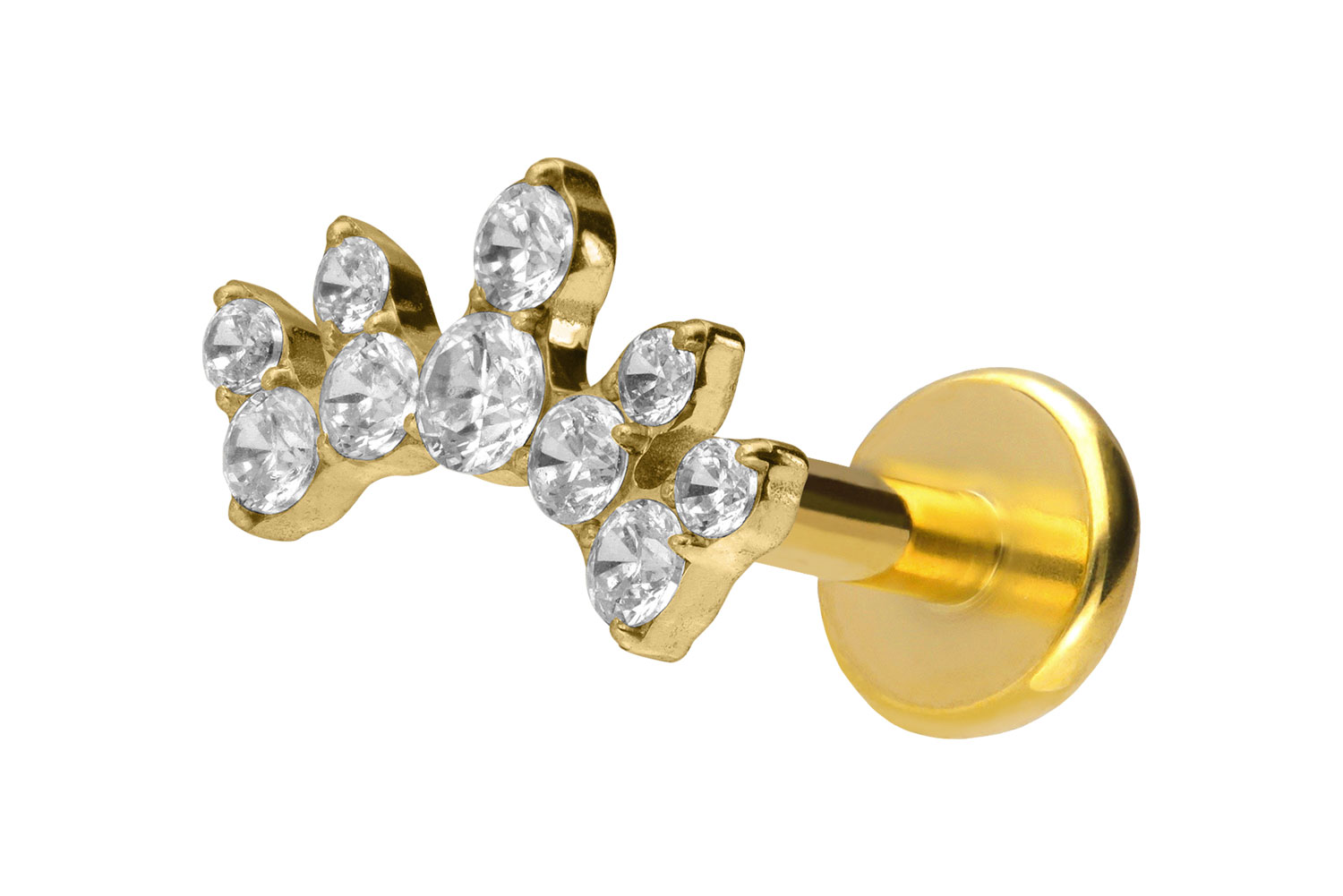 Titan Labret Piercing mit Push Fit KRISTALLBOGEN